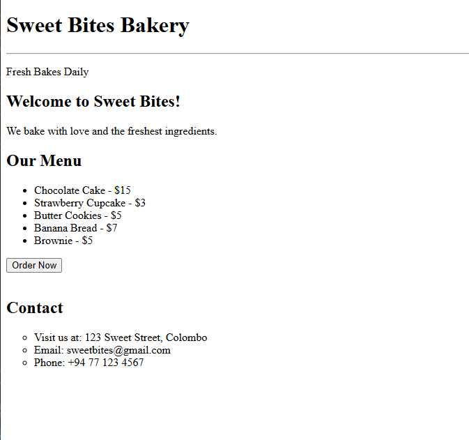 Bakery Menu Project img